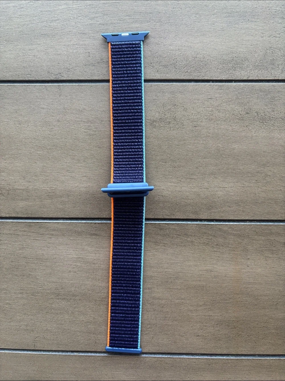 237. Sport Nylon Apple Watch Replacement Band for 45MM - Navy with Orange Trim